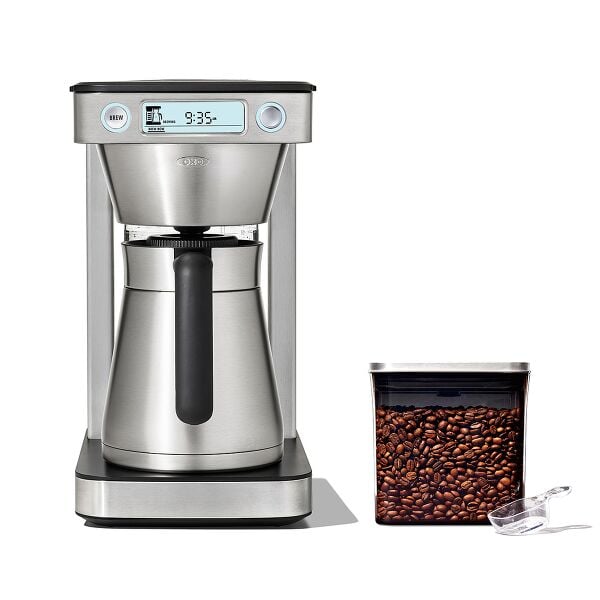 12-Cup Coffee Maker with Podless Single-Serve Function & Steel Coffee POP Container (1.7 Qt) with Scoop Bundle U3