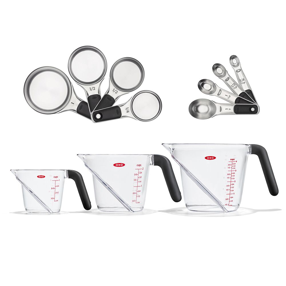 3 Piece Angled Measuring Cup Set & Stainless Steel Measuring Cups and Spoons Set Bundle T7