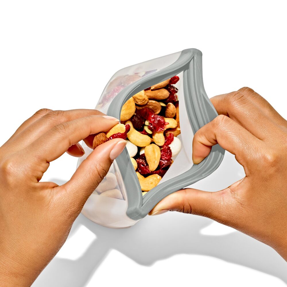 Silicone Reusable Bag Stand-Up Snack (12 oz) - Fog O0