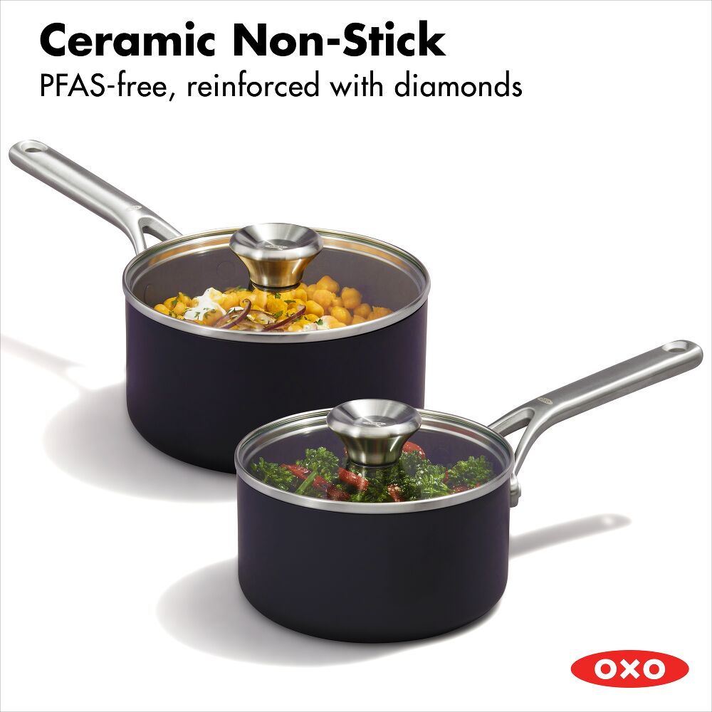 Ceramic Professional Non-Stick 4-Piece Saucepan Set (1.7 Qt & 2.3 Qt) I6