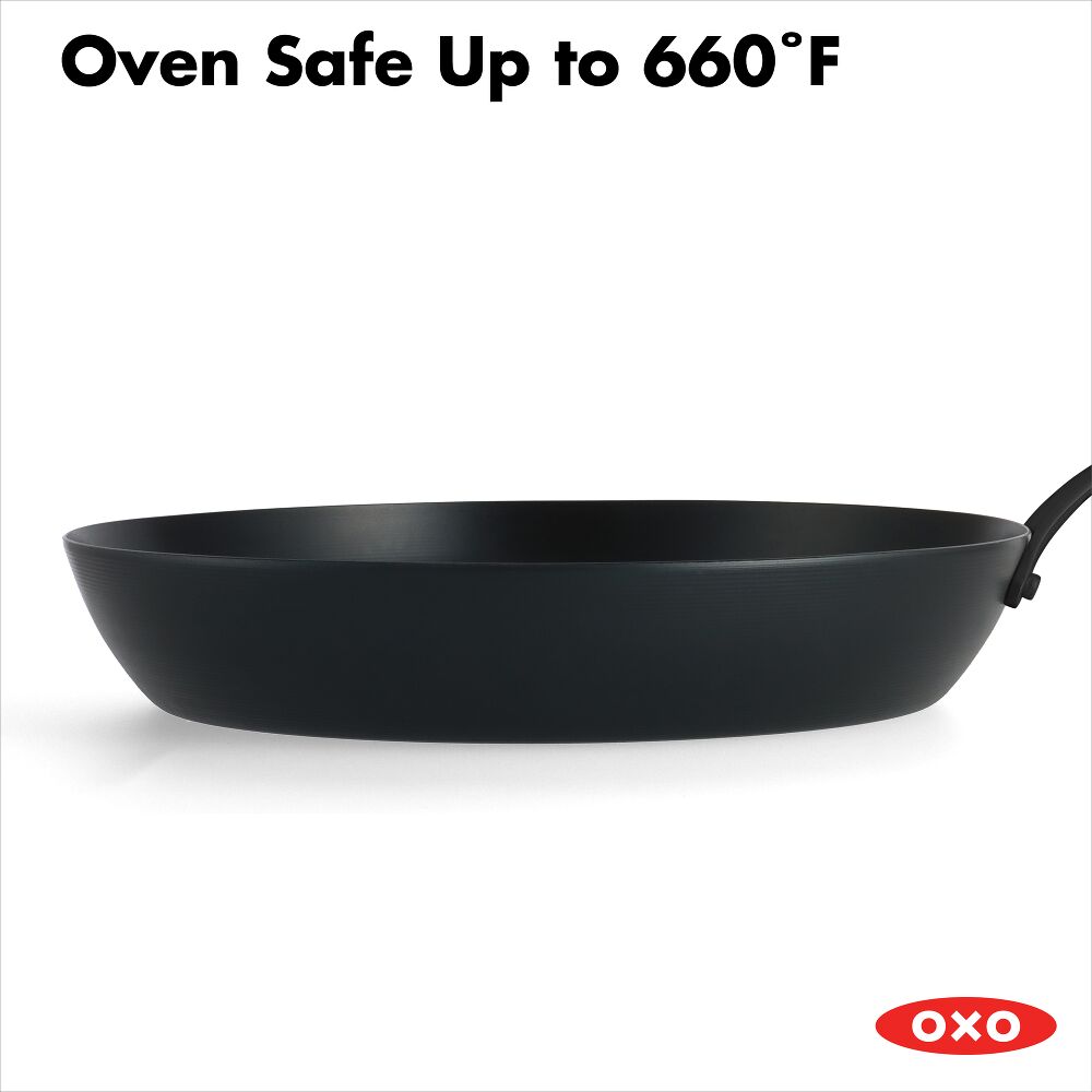 OXO Carbon Steel Obsidian Series 12-Inch Frypan with Silicone Sleeve M9