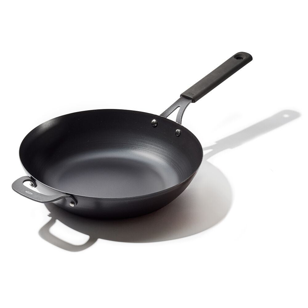 Carbon Steel Obsidian Series 12-Inch Wok with Silicone Sleeve S4