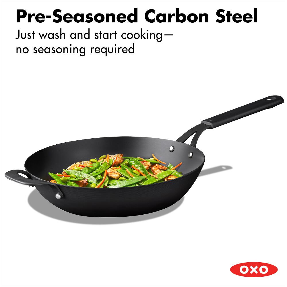 Carbon Steel Obsidian Series 12-Inch Wok with Silicone Sleeve S4