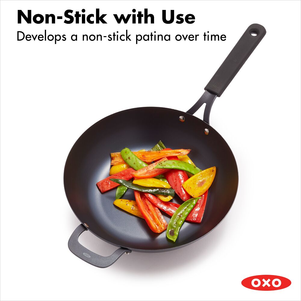 Carbon Steel Obsidian Series 12-Inch Wok with Silicone Sleeve S4