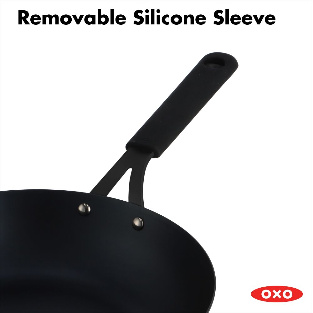 Carbon Steel Obsidian Series 12-Inch Wok with Silicone Sleeve S4