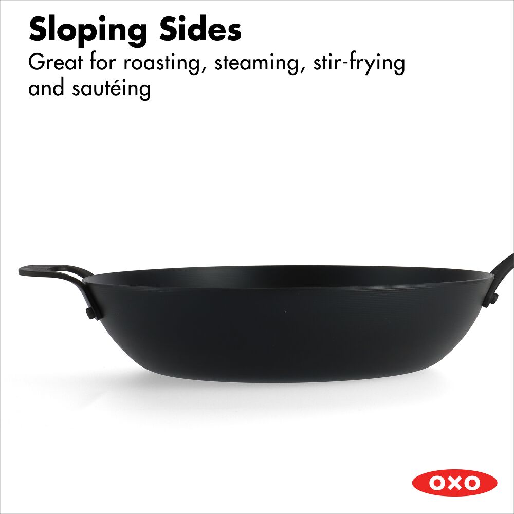 Carbon Steel Obsidian Series 12-Inch Wok with Silicone Sleeve S4