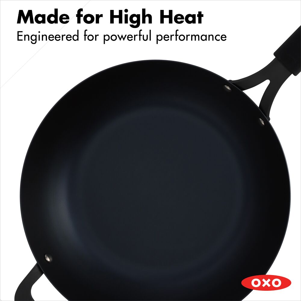 Carbon Steel Obsidian Series 12-Inch Wok with Silicone Sleeve S4