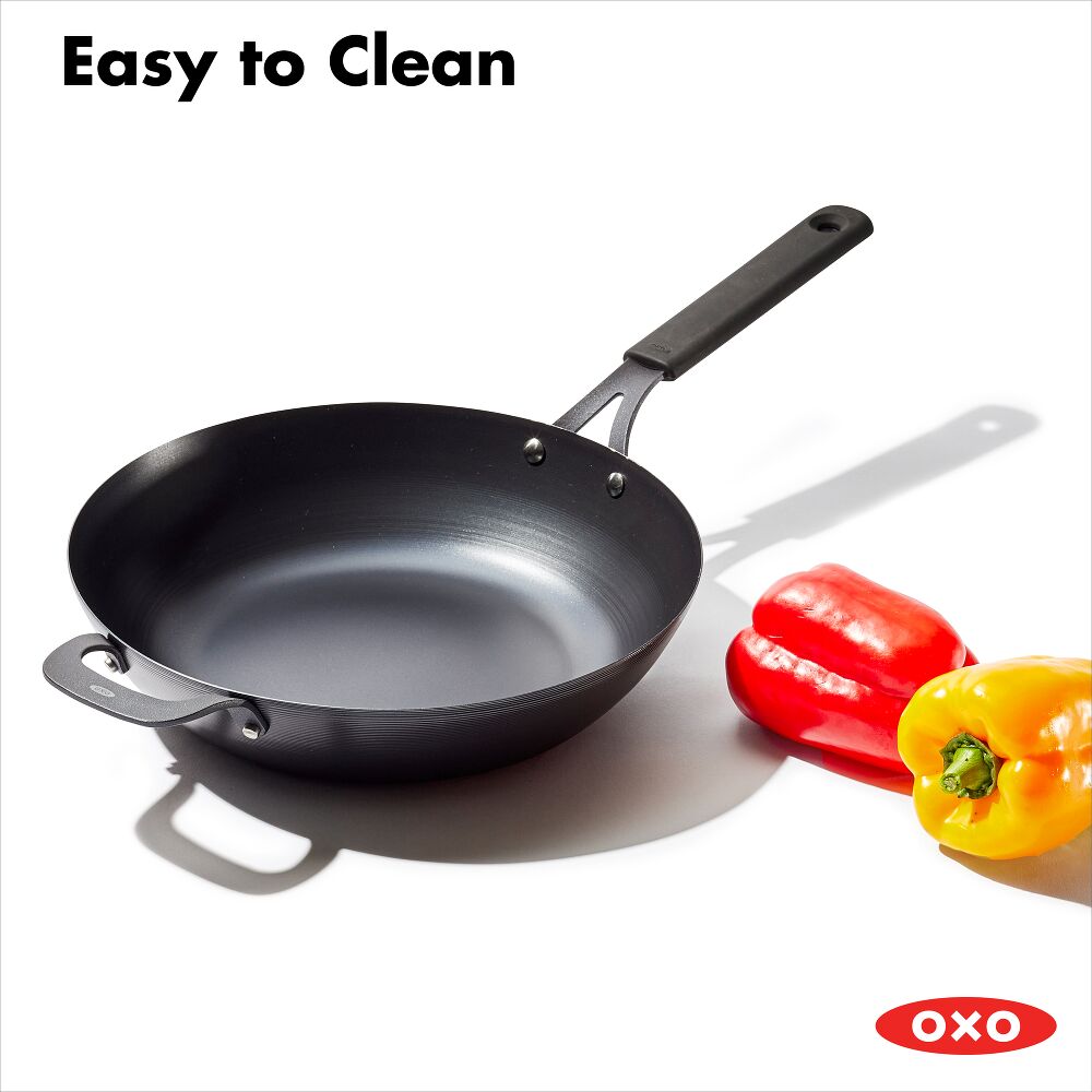 Carbon Steel Obsidian Series 12-Inch Wok with Silicone Sleeve S4