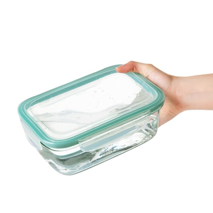 Smart Seal 8 Cup Glass Rectangle Container - Teal Z9