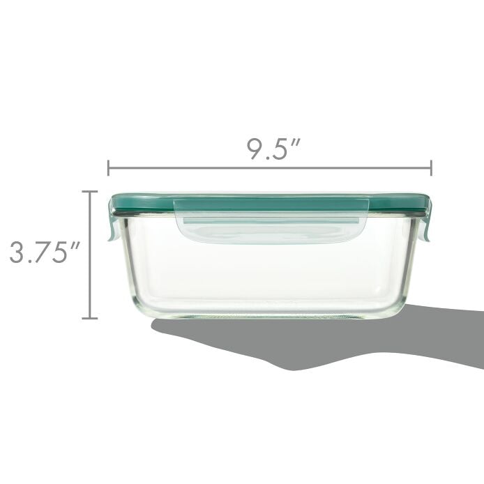 Smart Seal 8 Cup Glass Rectangle Container - Teal Z9