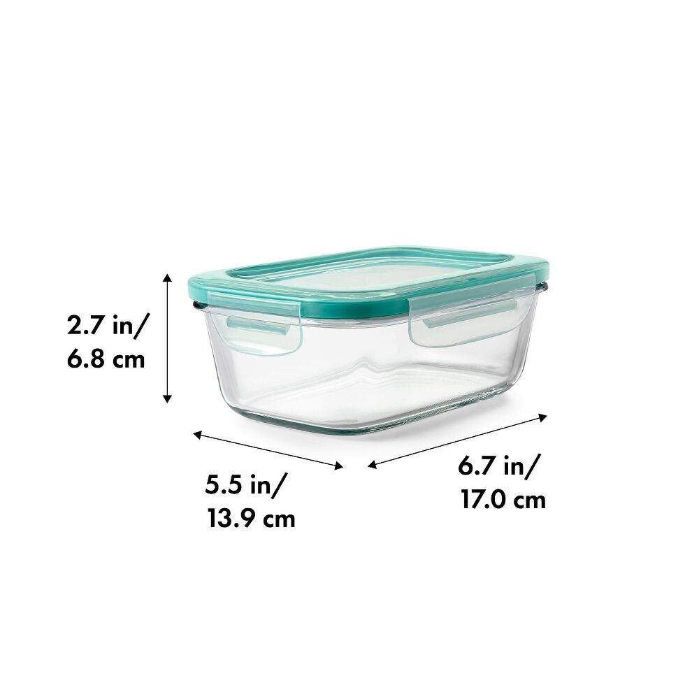 Smart Seal 3.5 Cup Glass Rectangle Container - Teal N7