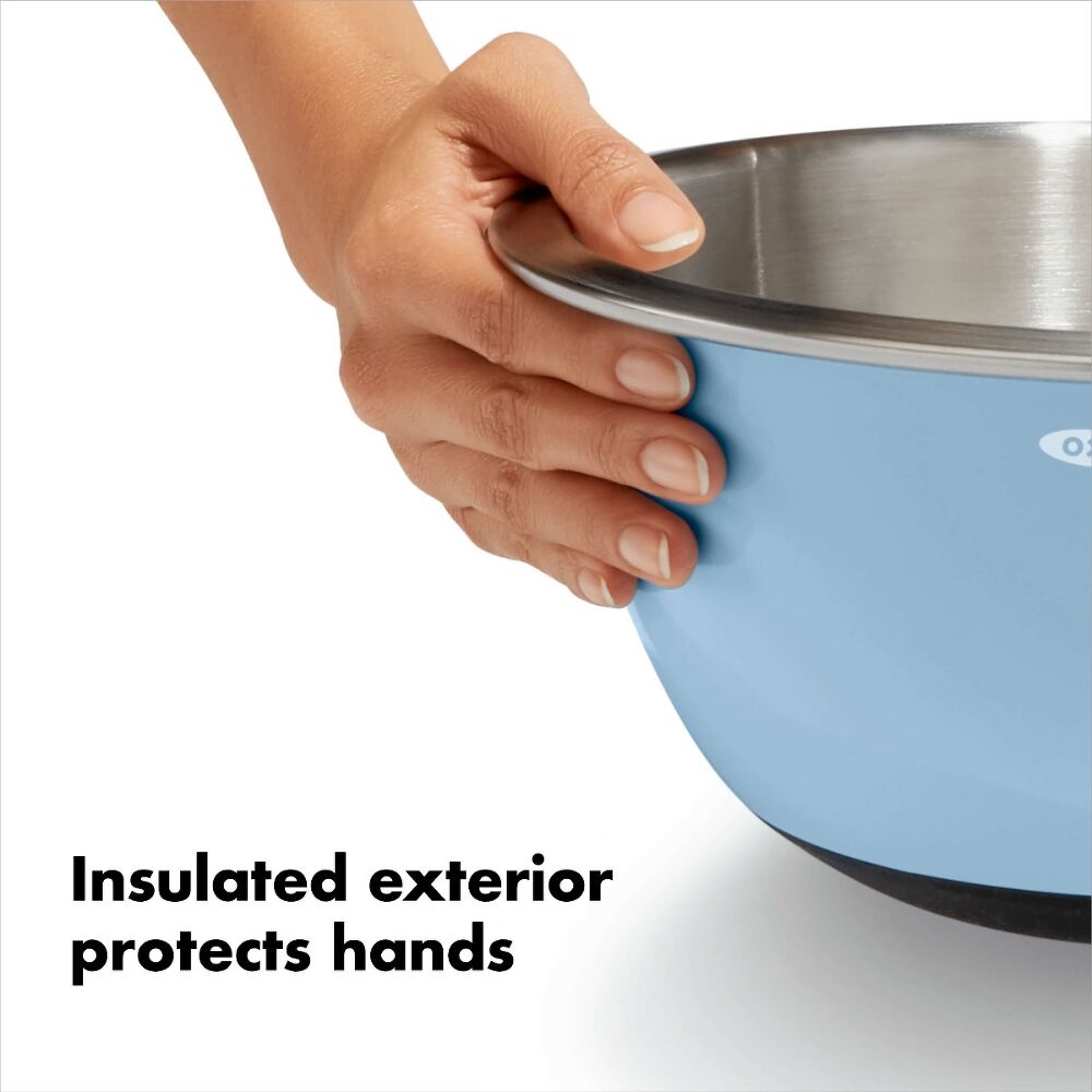 3-Piece Stainless Steel Mixing Bowl Set - Blue/Gray B4