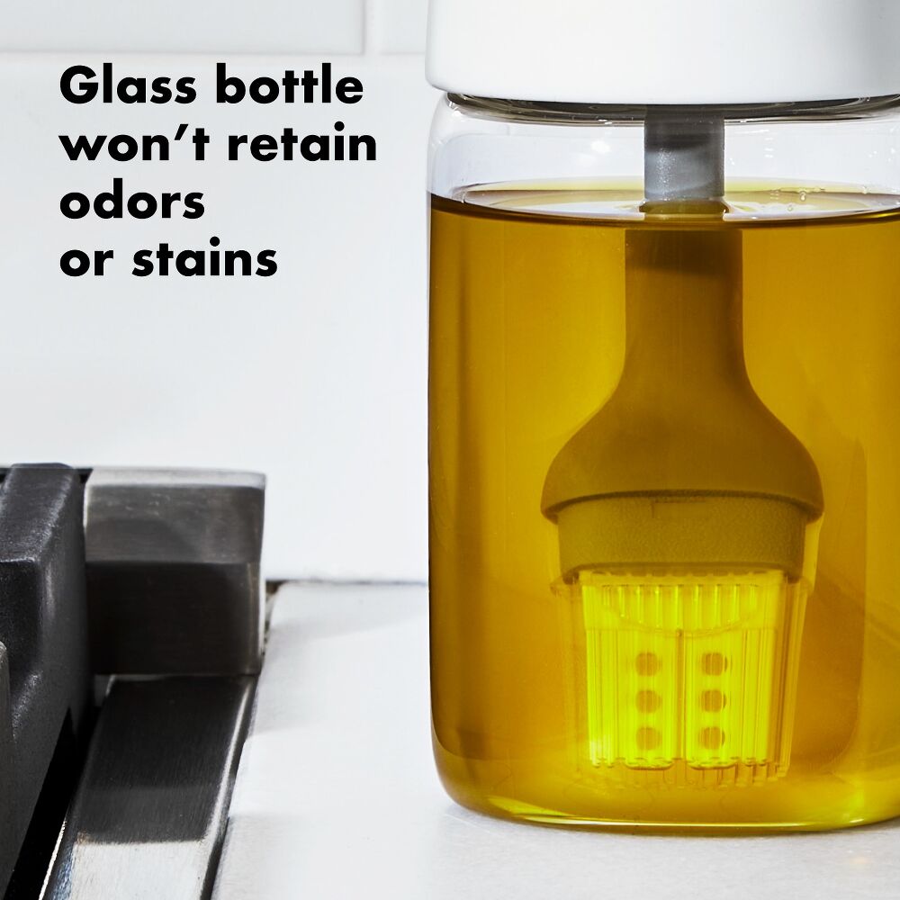 Glass Oil Bottle and Silicone Brush Set G5