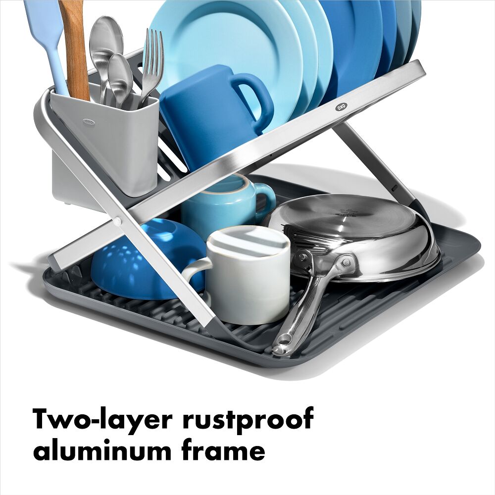 OXO Good Grips Aluminum Fold Flat Dish Rack F4