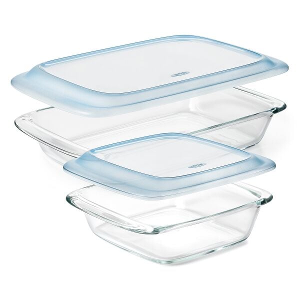 Glass Baking Dish with Lid (2.0 Qt) and Glass Baking Dish with Lid (3.0 Qt) Bundle V8