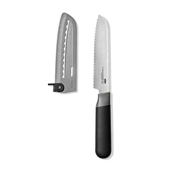 5 in Serrated Utility Knife with Locking Sheath G7