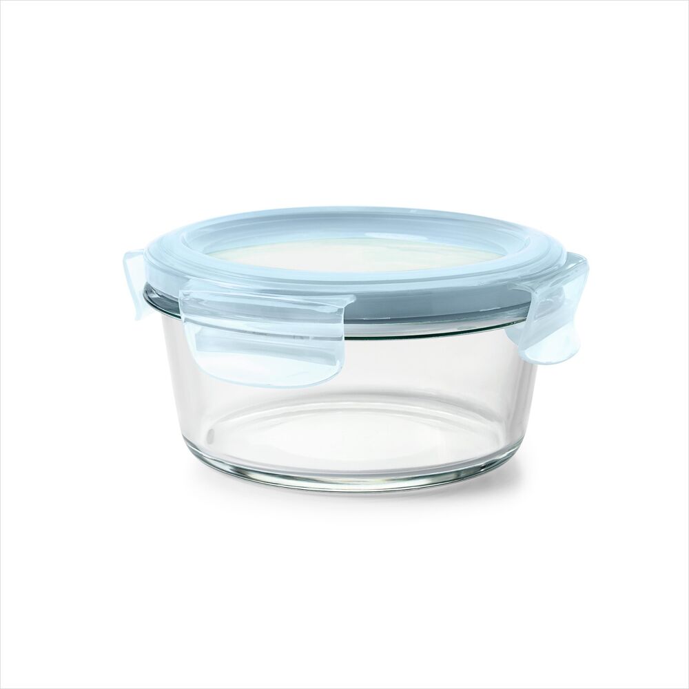 Smart Seal 2-Cup Glass Round Container - Arctic Blue S2