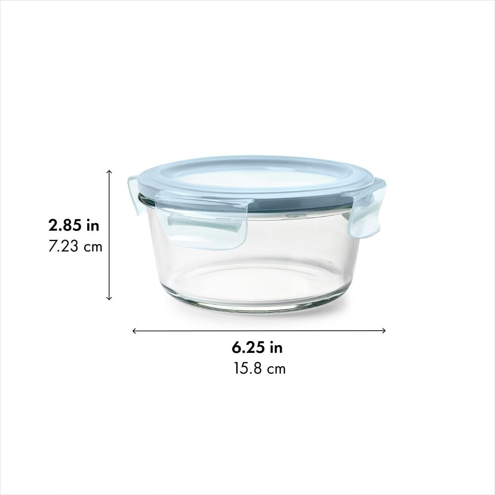 Smart Seal 2-Cup Glass Round Container - Arctic Blue S2