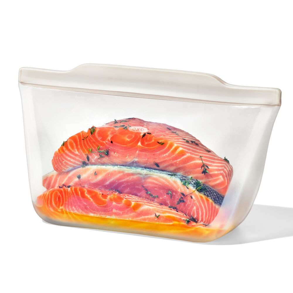Silicone Reusable Bag - Stand-Up Half Gallon (64 oz) - Oat F5