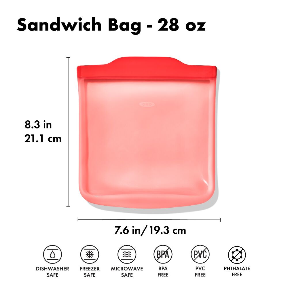 Silicone Reusable Bag - Sandwich Bag (28 oz) - Watermelon C7
