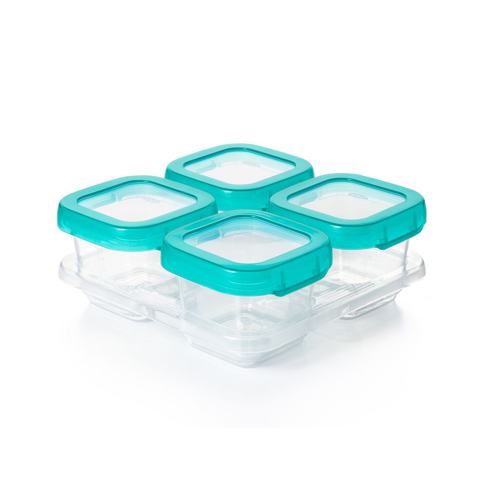 6 oz Baby Blocks™ Plastic Freezer Storage Containers - Tot Teal U2