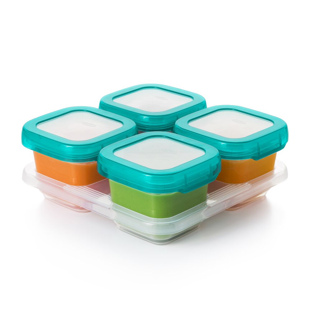6 oz Baby Blocks™ Plastic Freezer Storage Containers - Tot Teal U2