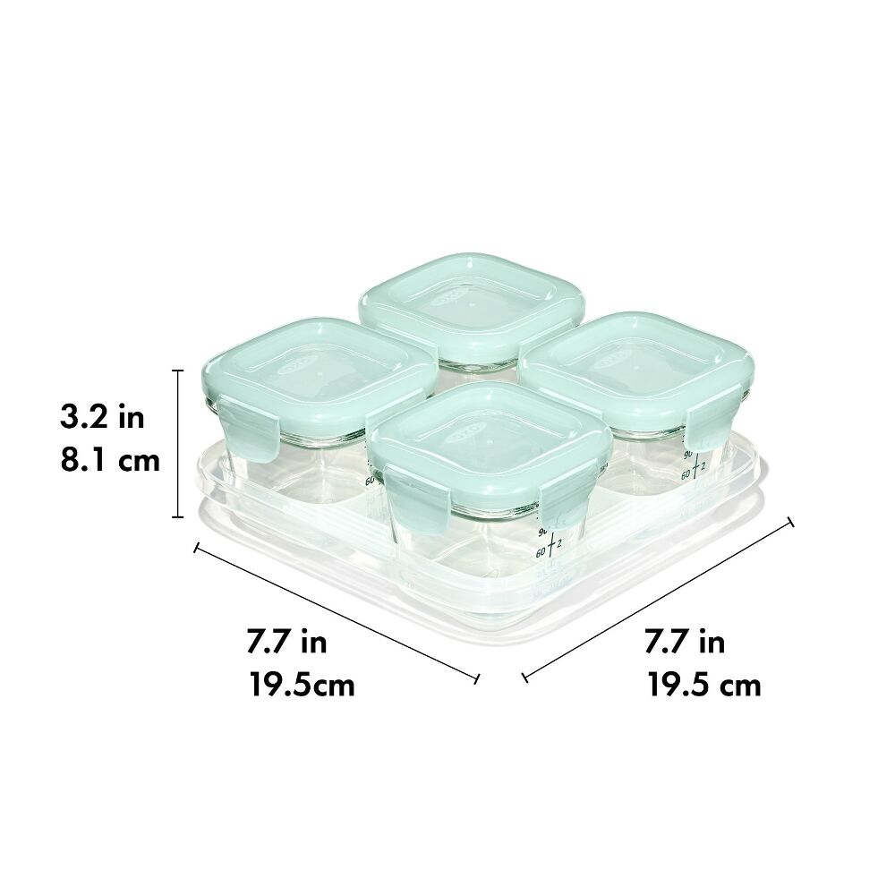 Glass Baby Blocks Food Storage Containers (4 oz) - Opal I8
