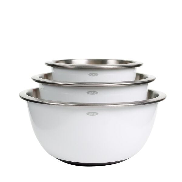 3-Piece Stainless Steel Mixing Bowl Set - White O3