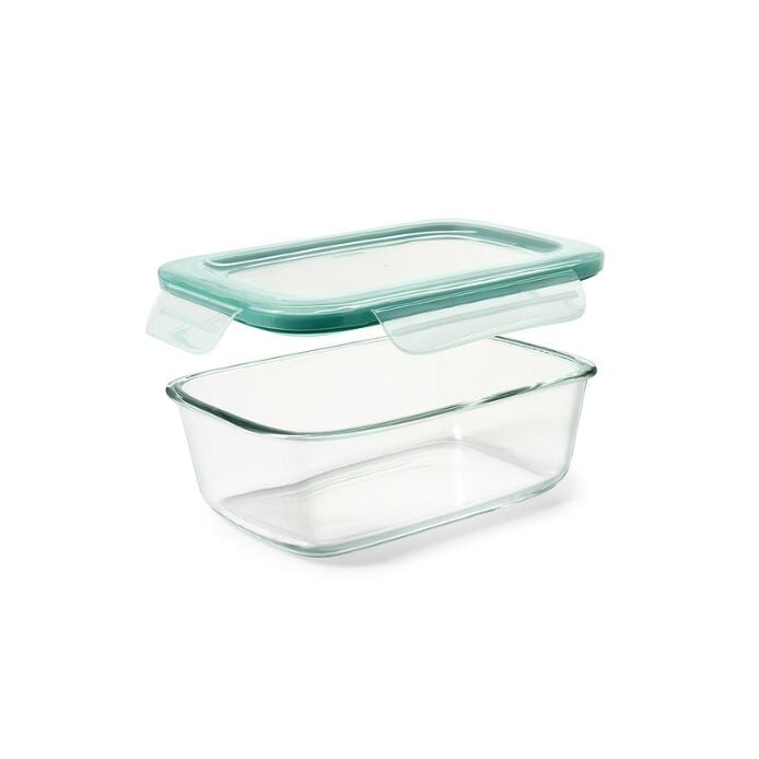 Smart Seal 8 Cup Glass Rectangle Container - Teal Z9
