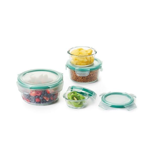 8 Piece Smart Seal Glass Round Container Set C1