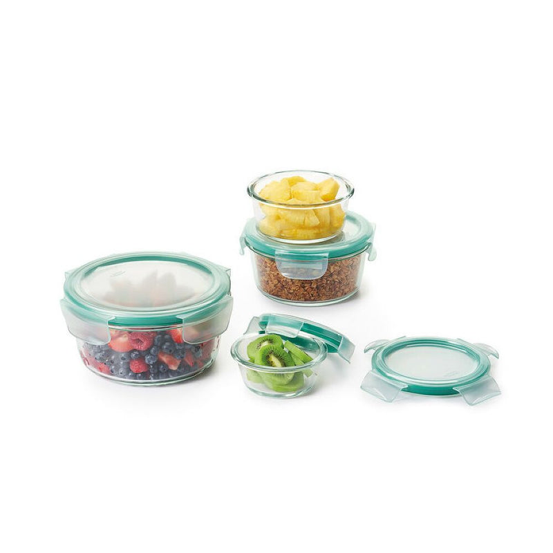 8 Piece Smart Seal Glass Round Container Set C1