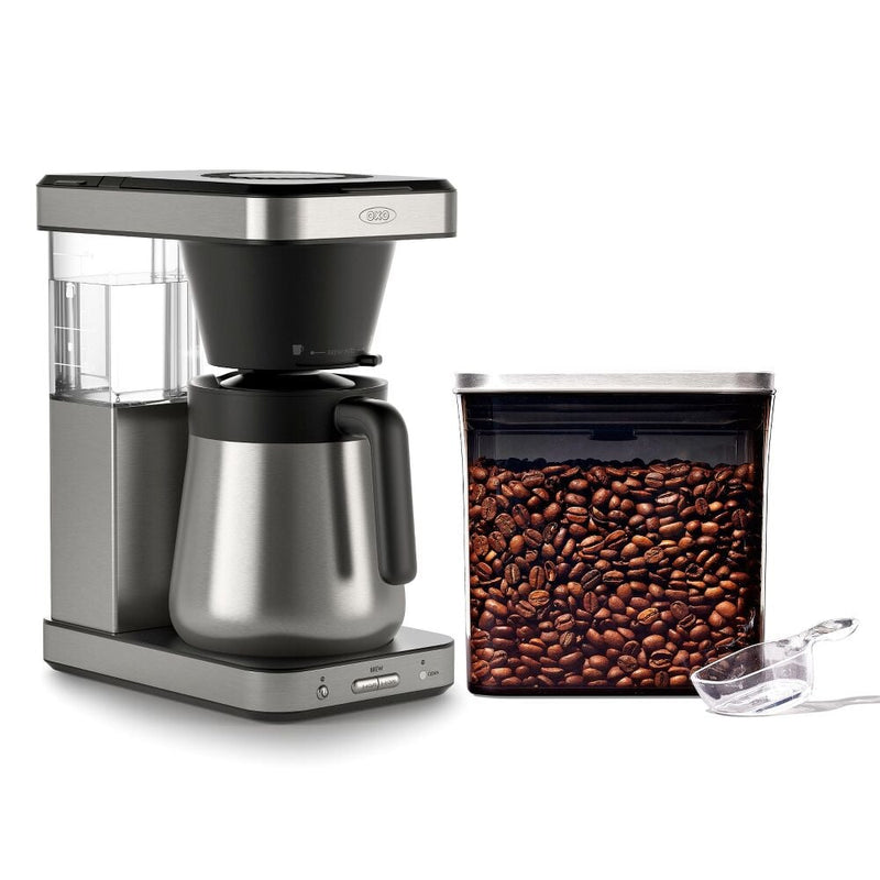 8-Cup Coffee Maker & Steel Coffee POP Container (1.7 Qt) with Scoop Bundle E6