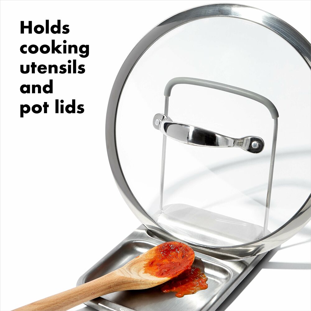 Stainless Steel Spoon Rest with Lid Holder H5
