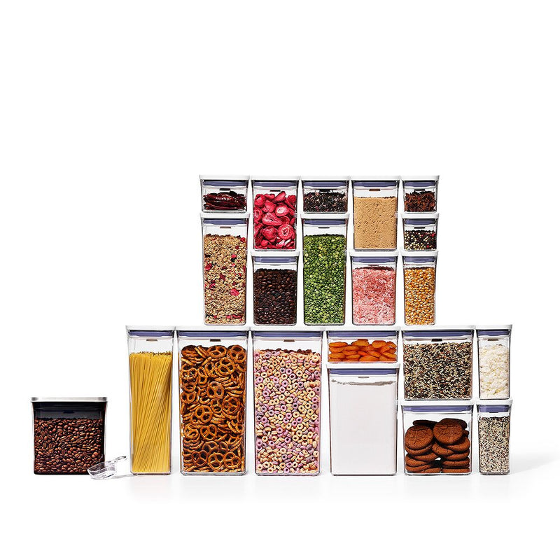 20-Piece POP Container Set & Steel Coffee POP Container (1.7 Qt) with Scoop Bundle U4