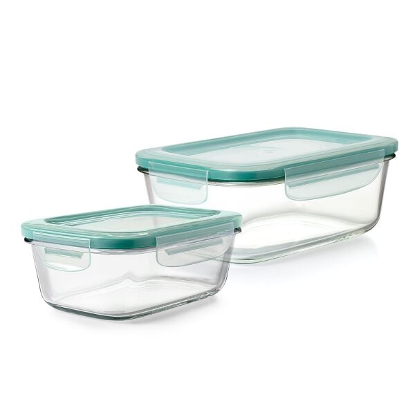 8 Cup Smart Seal Glass Rectangle Container & 3.5 Cup Smart Seal Glass Rectangle Container Bundle Y6