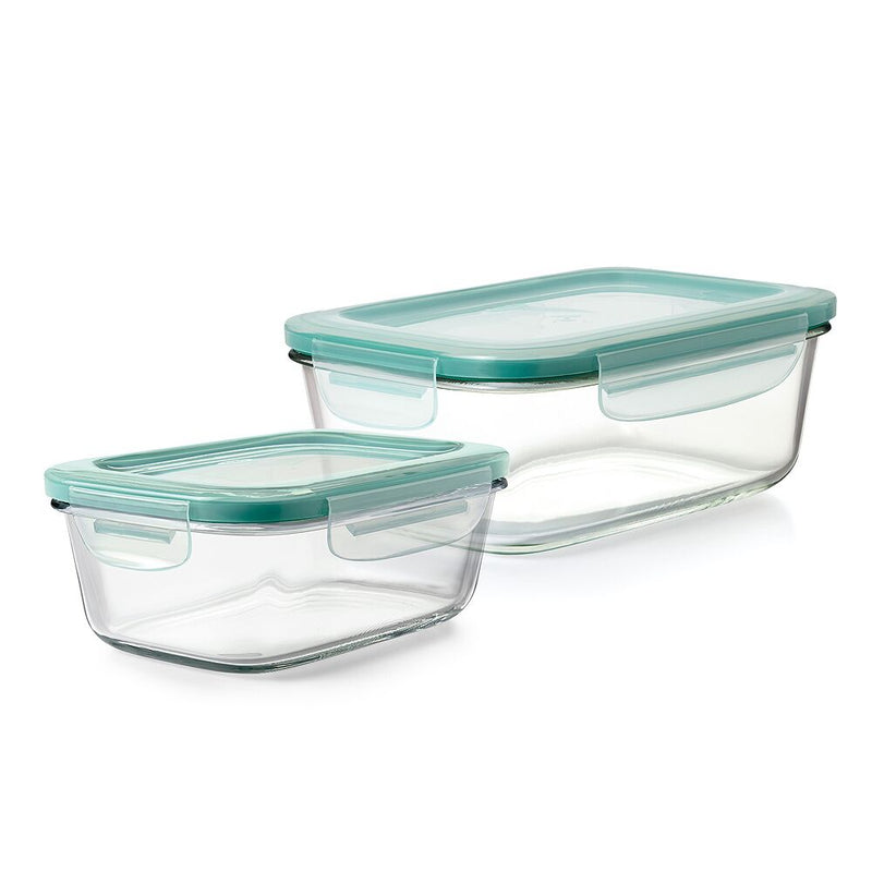8 Cup Smart Seal Glass Rectangle Container & 3.5 Cup Smart Seal Glass Rectangle Container Bundle Y6