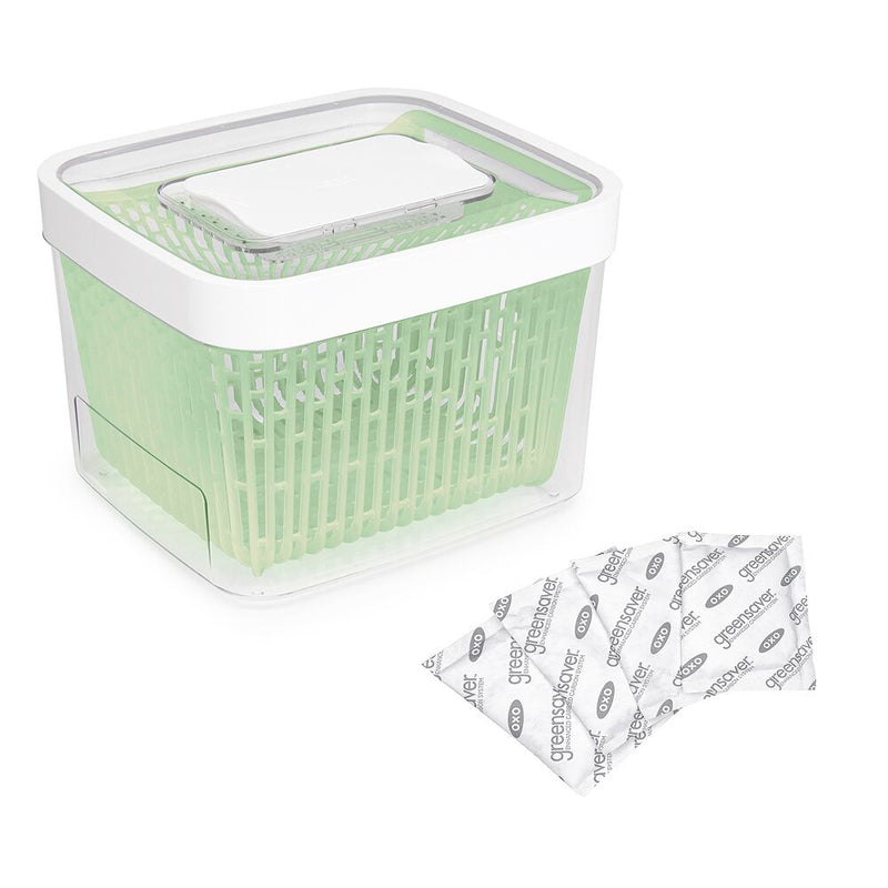GreenSaver Produce Keeper (4.3 Qt) & GreenSaver Carbon Filter Refills - 4 Pack Bundle P8