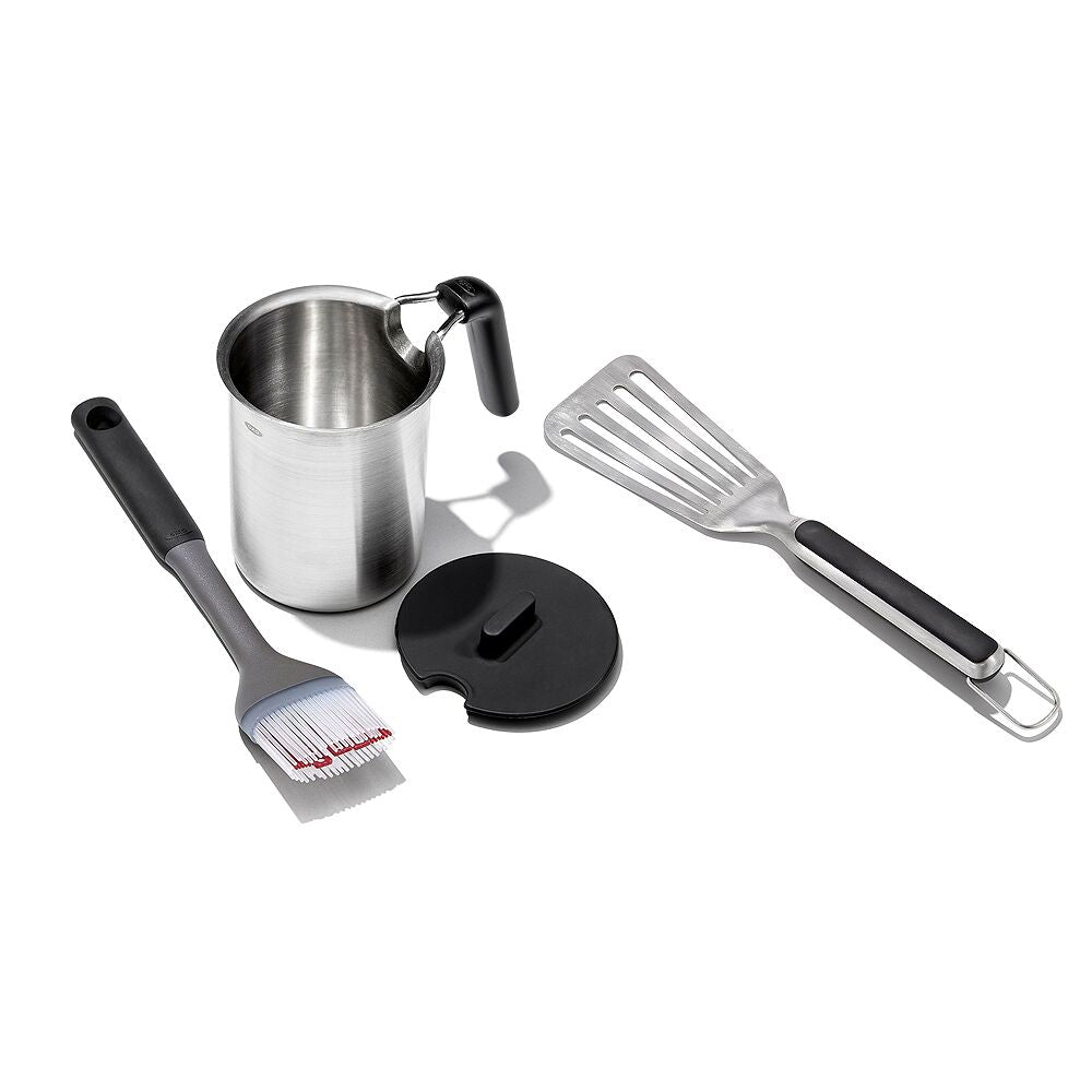 Grilling Basting Pot and Brush Set & Grilling Precision Turner Bundle B3