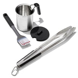 Grilling Basting Pot and Brush Set & Grilling Tongs with Built-In Bottle Opener Bundle H1