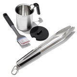 Grilling Basting Pot and Brush Set & Grilling Tongs with Built-In Bottle Opener Bundle H1