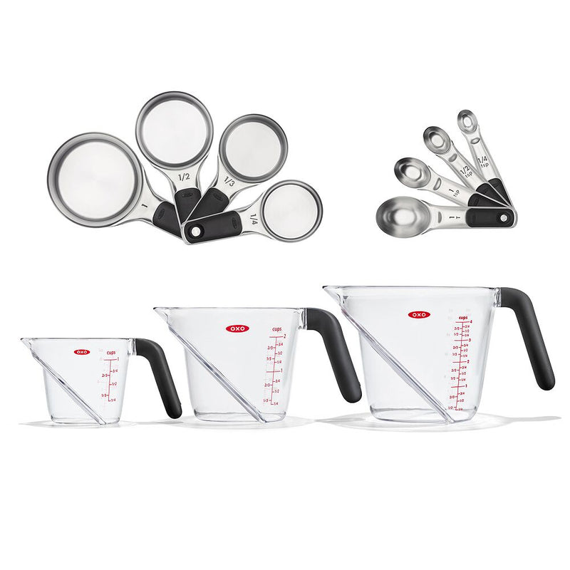 3 Piece Angled Measuring Cup Set & Stainless Steel Measuring Cups and Spoons Set Bundle T7
