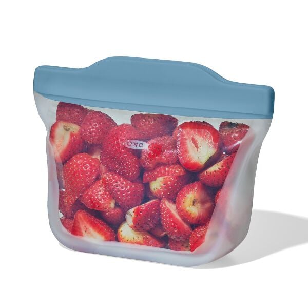 Silicone Reusable Bag  Stand-Up Snack (12 oz) - Ocean Blue O8