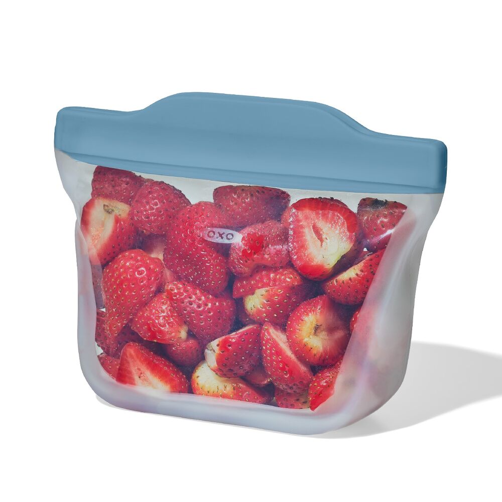 Silicone Reusable Bag  Stand-Up Snack (12 oz) - Ocean Blue O8