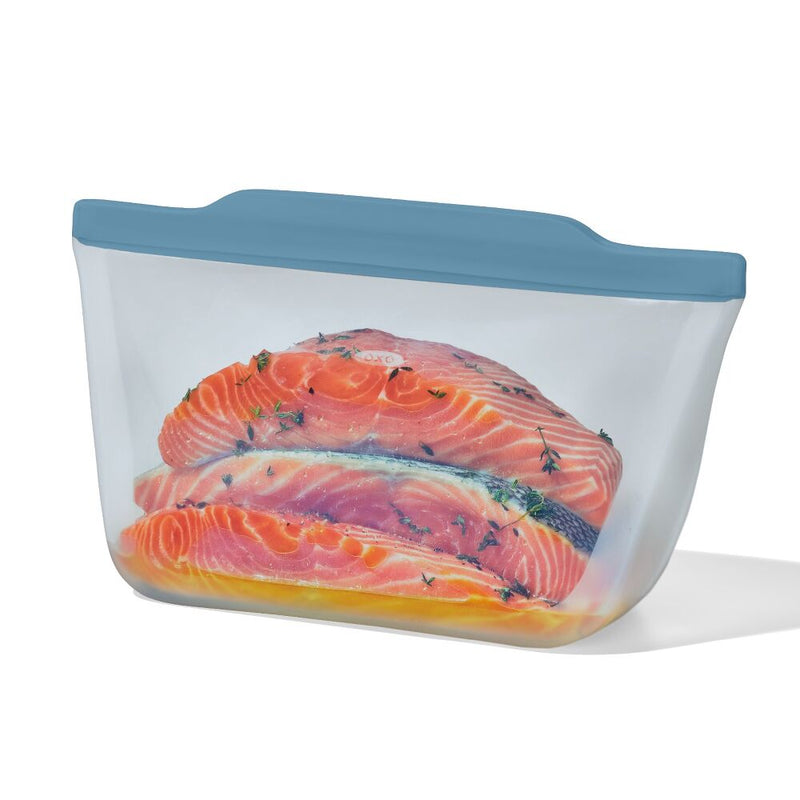 Silicone Reusable Bag  Stand-Up Half Gallon (64 oz) - Ocean Blue Z9