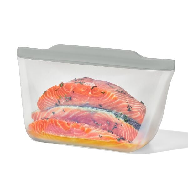 Silicone Reusable Bag  Stand-Up Half Gallon (64 oz) - Fog S5