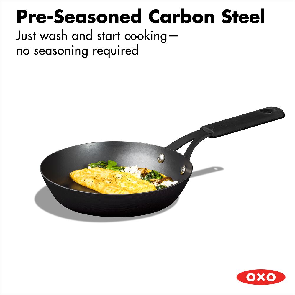 Carbon Steel Obsidian Series 8-Inch Frypan with Silicone Sleeve M7