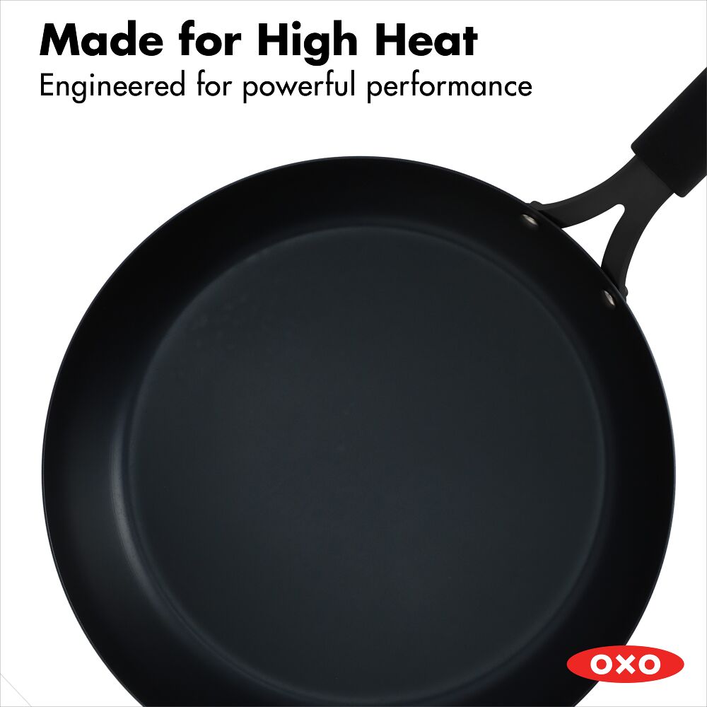 OXO Carbon Steel Obsidian Series 12-Inch Frypan with Silicone Sleeve M9