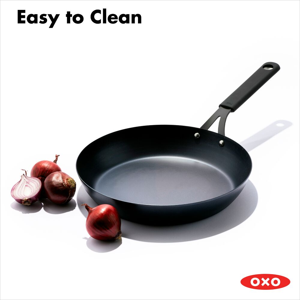 OXO Carbon Steel Obsidian Series 12-Inch Frypan with Silicone Sleeve M9