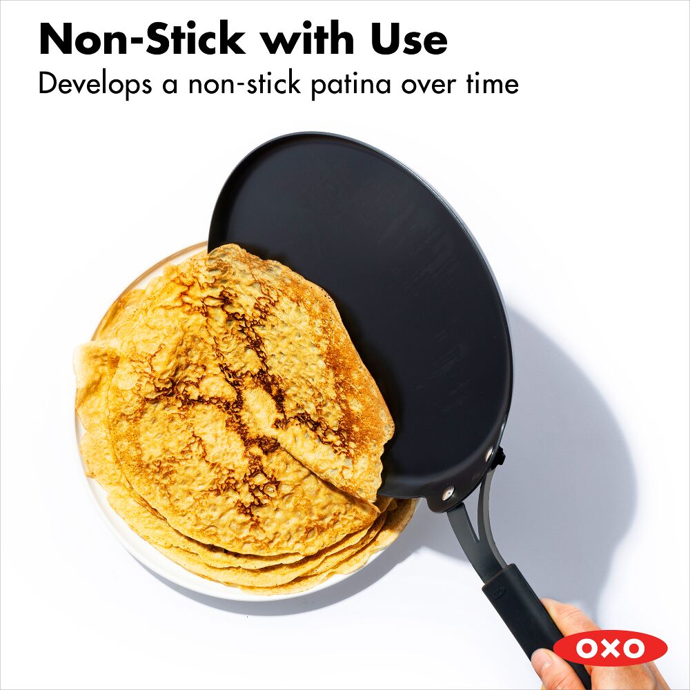 Obsidian Carbon Steel 10-Inch Crêpe Pan with Silicone Sleeve U6