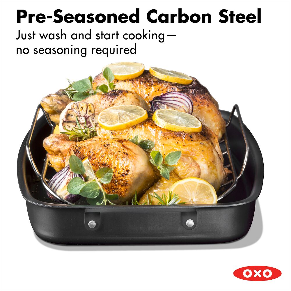 Carbon Steel Obsidian Series Roaster with Rack D7